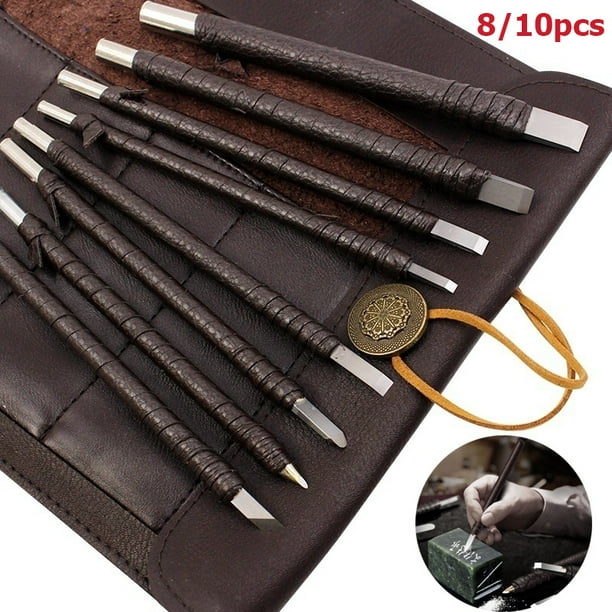 8Pcs Stone Carving Tool,Tungsten Steel Carving Chisels/Knives Kits with Extra Portable Compact Leather Roll Storage Bag 8Pcs Stone Carving Tool,Tungsten Steel Carving Chisels/Knives Kits with Extra Portable Compact Leather Roll Storage Bag